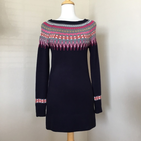 Eliza J Fair Isle Pattern Sweater Dress Navy Size XS - Picture 1 of 7